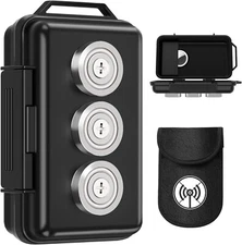 Upgraded Magnetic Key Holder under Car with Faraday Bag and Zone for Tracker, Hi