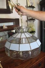 Vintage Tiffany Style Stained Slag Glass Hanging Ceiling Light Fixture Swag Lamp