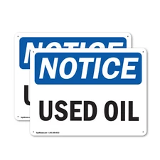 (2 Pack) Used Oil OSHA Notice Sign Decal Metal Plastic