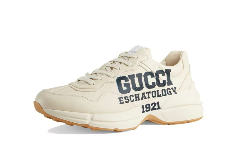 Gucci Rhyton 25 Print Leather Casual Low Top Clunky Sneakers Men's