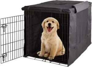 Couverture de la caisse pour chien, housse de Kennel pour chien ventilée, couverture de la grille en polyester noir