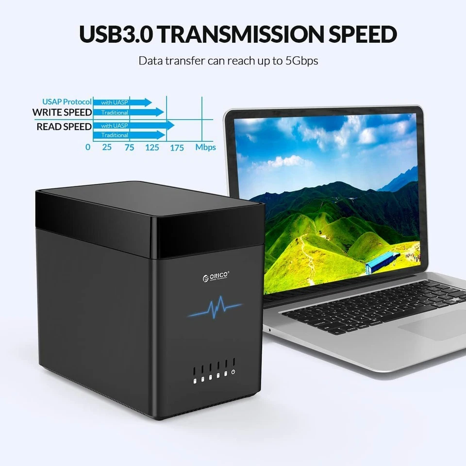 ORICO 5 Bay 3.5" SATA Hard Drive Enclosure USB 3.0 Magnetic HDD Docking Station - Image 3 of 4