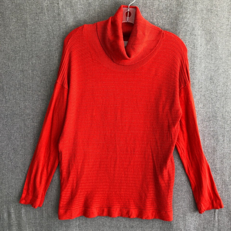 W.Lane Womens Plus S Turtleneck Jumper Orange-Red Office Casual Classic