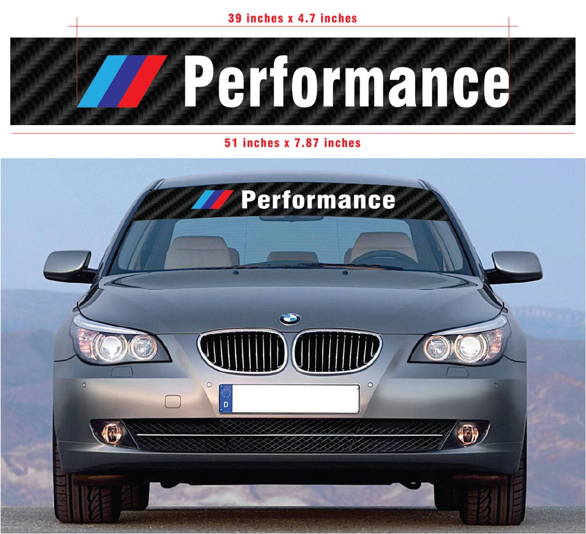M Performance Sticker Front Windshield Decal 4 BMW 3 4 5 M3 M4 M5