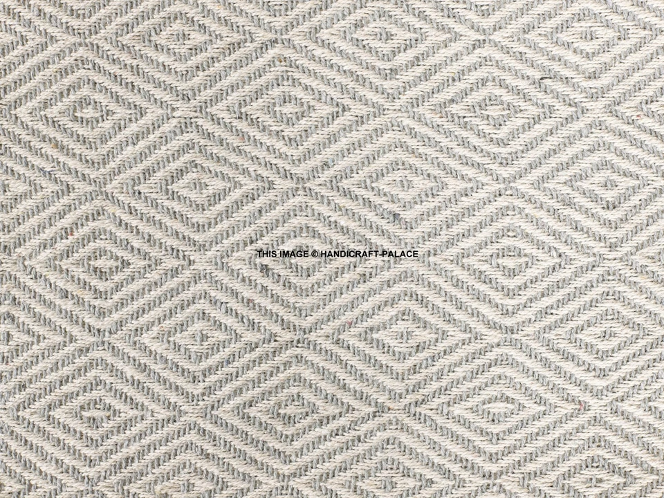 100% Cotton Grey Natural Woven Herringbone Sofa Chair Bed Throw Fringed Blanket - Image 3 of 3