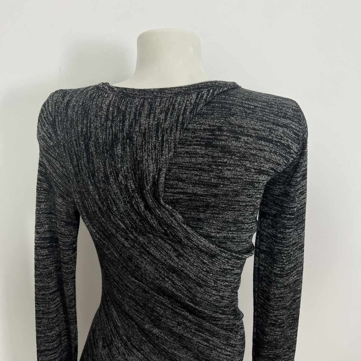 トップス T by ALEXANDER WANG Heather Gray Knit T By Alexander Wang XS Heather Black Gray Knit Asymmetric