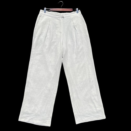 Princess Polly Damen Leinen Relaxed Weites Bein Hohe Taille Weiß Elfenbein Hose Größe 8 - Bild 2 von 6