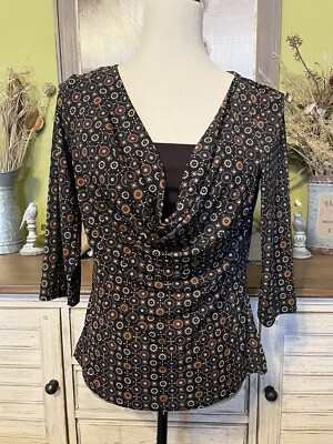 Swag Insert Women's Kim Rogers Brown Scoop Neck Swag Front Insert 3/4 Sleeves ...