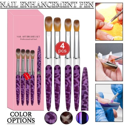 4pcs Kolinsky Nail Art Brush Pen Set for Acrylic Application Manicure E
