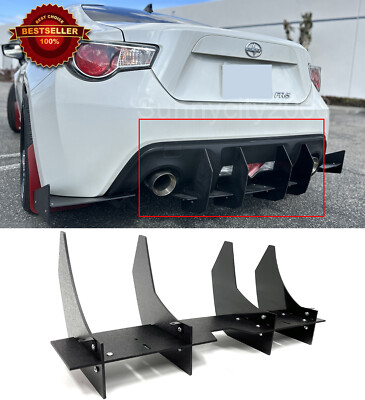 Rear Bumper Winglet Wind Blades Spoiler Diffuser w/ 4 Fins Fit 13-20 FRS BRZ 86