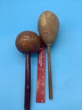 Cartagena S.Amer. Handmade Carved Vintage Antique Maracas - Lot of 2-1