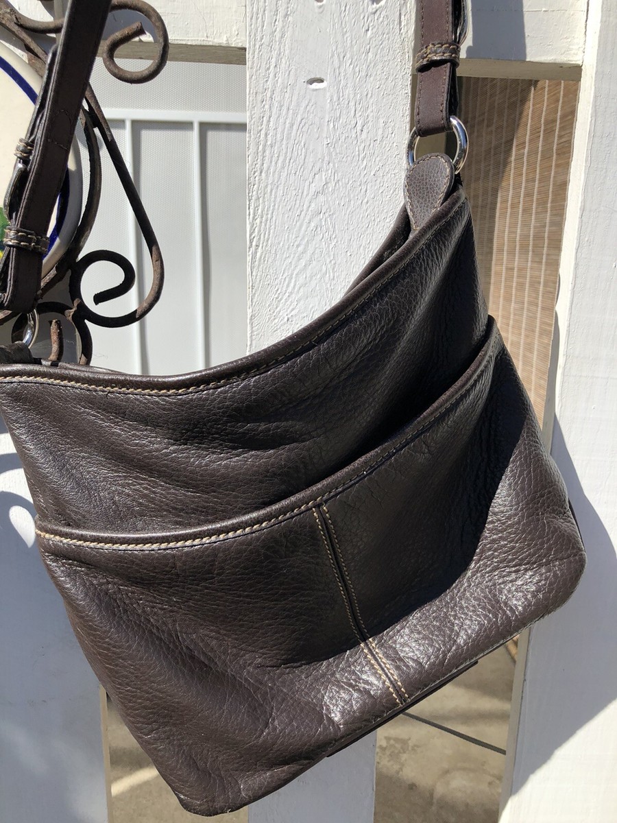 The Sack Shoulder Bag Purse Satchel Dark Brown Leather Medium size