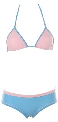 Robert Rose Damen Brazil Triangel Bikini Private BEACHWEAR Hellblau Rosa S K539