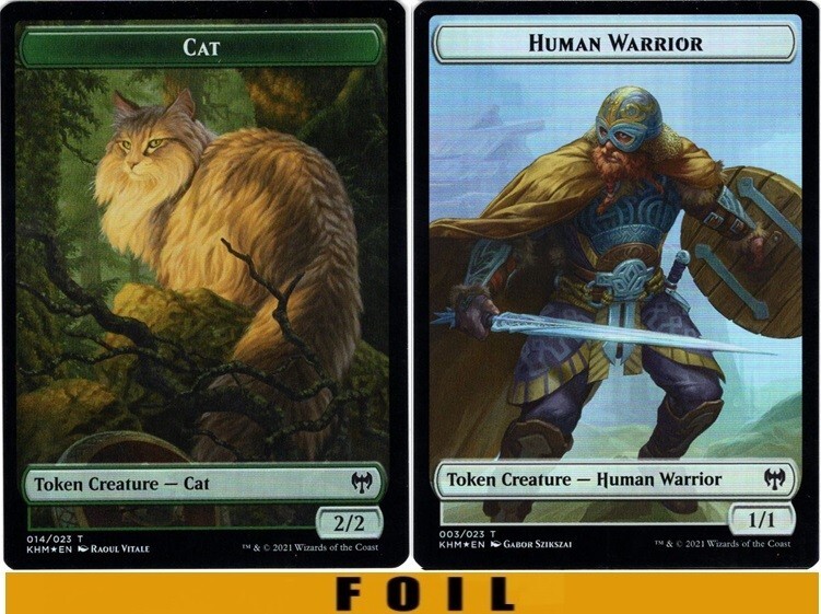 CAT \ HUMAN WARRIOR TOKEN ** FOIL ** #14/03 - Kaldheim - NM MTG