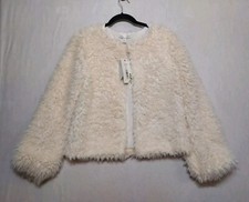 Nwt Chelsea & Violet Faux Fur Sherpa Bolero Jacket Sz S Ivory Cardigan Soft Poof