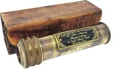 Vintage handmade brass 6" kaleidoscope w/ leather case collectible gift