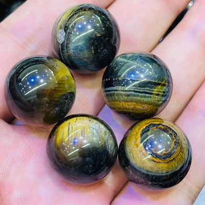 5pc top! Natural blue Tiger's eye Quartz Sphere Crystal Ball Healing 20mm