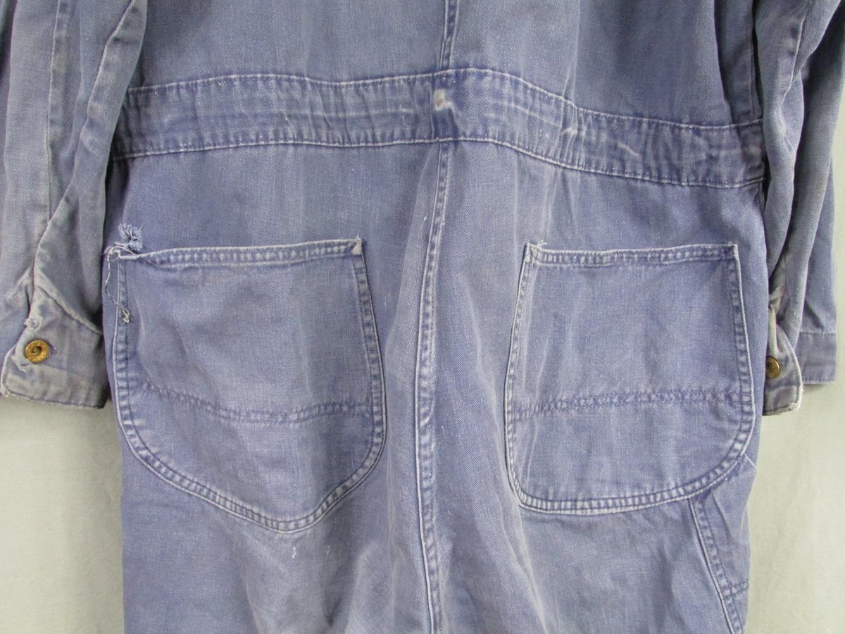 Vintage 1960s 7UP Blue Herringbone Twill Work Coveralls Deliver