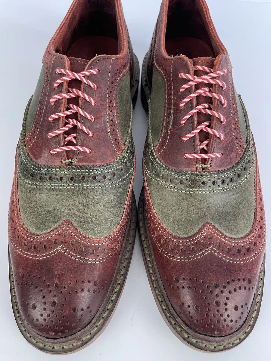 ALLEN EDMONDS 8 D JINGLE BELL MOK RED GREEN CHRISTMAS WINGTIP