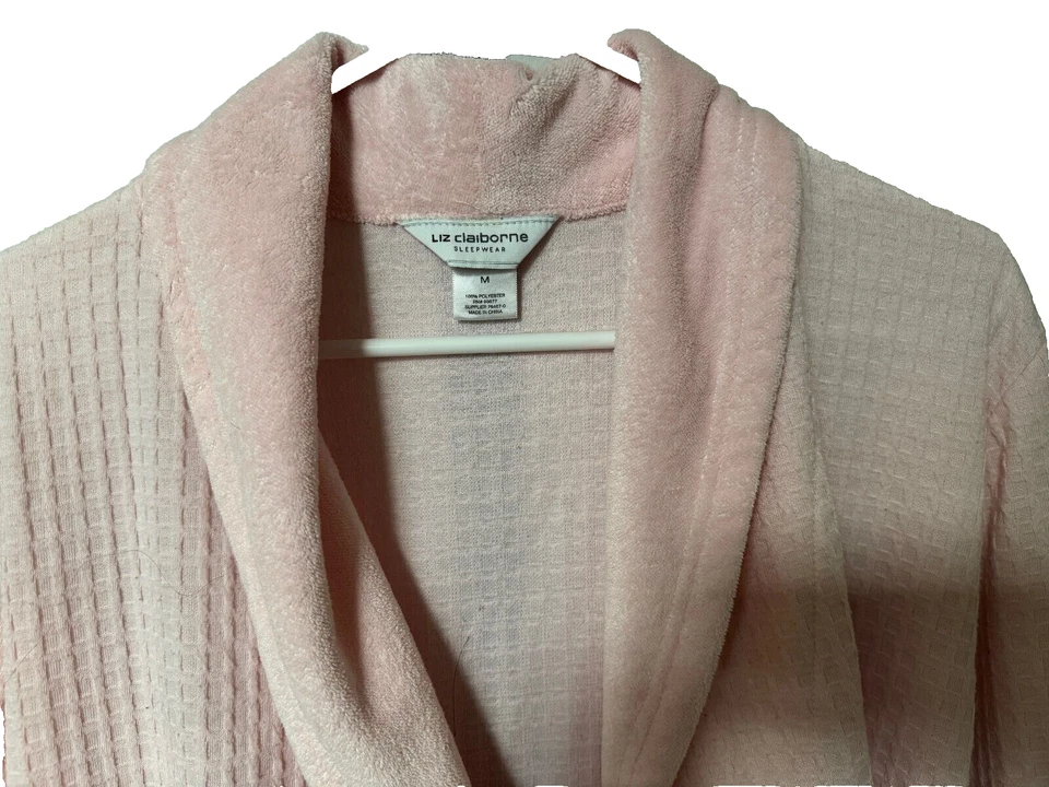 LIZ CLAIBORNE Cálido Peso Mediano Bata/Abrigo Utensilios para Dormir Bolsillos Rosa Pálido Mediano Foto 3 de 4
