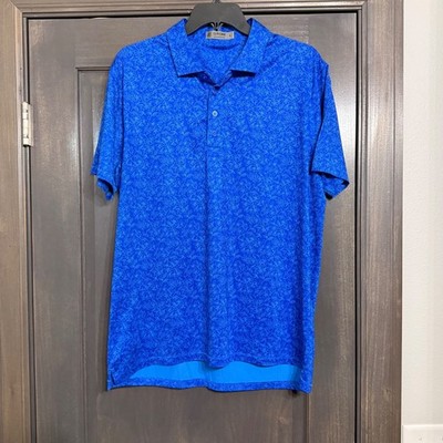 G/FORE Mens Floral Vine Performance Golf Polo Shirt Blue Large G4MS22K73
