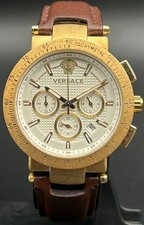 Vintage Versace Swiss Made Chronograph Quartz White Dial men's wrist watch