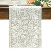 Boho Table Runner 72Inches Long, Farmhouse Linen Table Runner, Rustic Vintage Na
