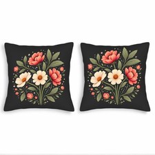 Set of 2 Decorative Throw Pillow Covers 18x18in - Floral Design