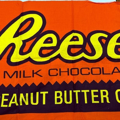 2 Reese s Peanut Butter Cup Fabric Panels 20x30 Each Orange Background