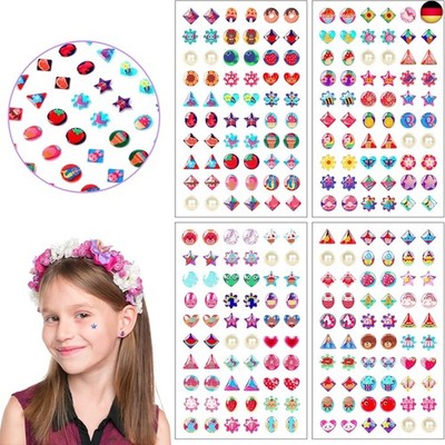 AUGSUN Klebeohrringe Mädchen, 240 Stück Selbstklebende Klebeohrringe Sticker 3D 