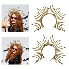 Women Halo Crown Headpiece Photo Props Hair Jewelry Goddess Headband for Wedding