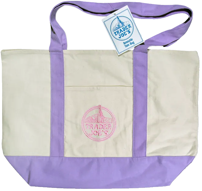 TRADER JOE'S LARGE LAVENDER PURPLE CANVAS BAG, HEAVY COTTON