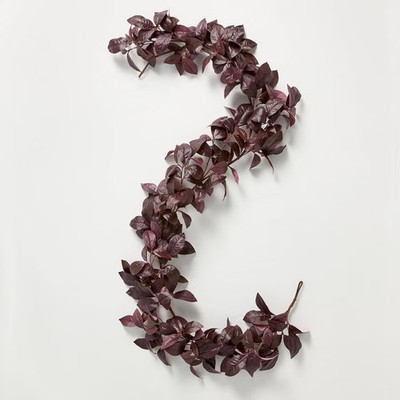 72'' Black Plum Leaf Artificial Fall Garland - Hearth & Hand with