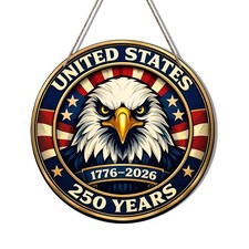 250th Anniversary American Door Sign 4th of July Patriotic Wreath Decoration