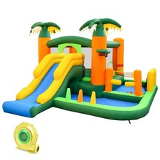 8-in-1 Palm Theme Jumping Castle Inflatable Bouncy House Water Park 680W Blower