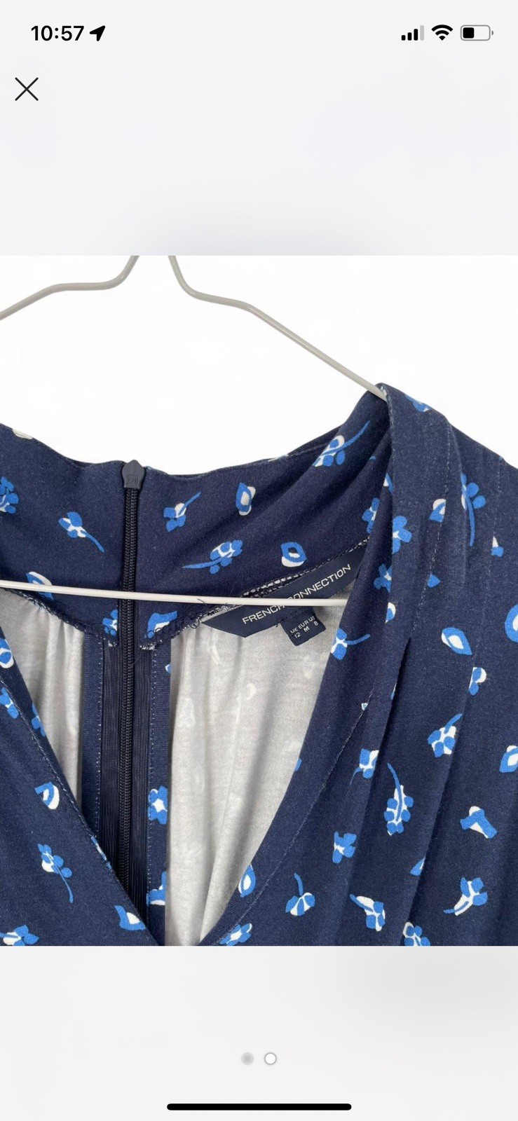French Connection Women's Navy Blue Floral Dress Size UK12 image 2