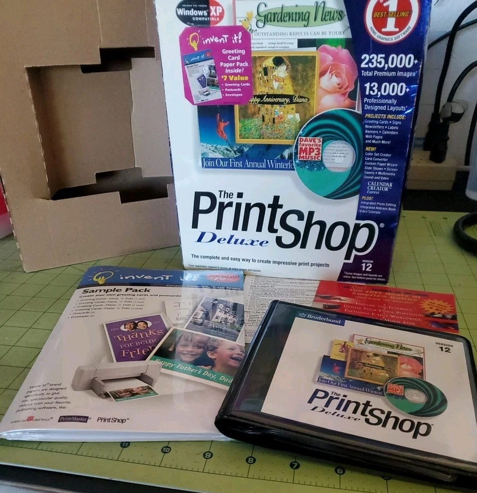 Vintage 2001 Broderbund 6 Discos Conjunto The Printshop Deluxe Versão 12. Na caixa. - Imagem 2 de 4