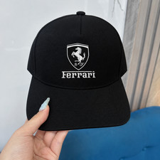Ferrari White Embroidered Logo Adjustable Baseball Cap Unisex Fit