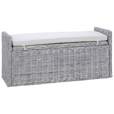 Storage Bench with Cushion with Storage Rattan Wardrobe Seat Stool Home  vidaXL