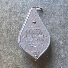 Vintage Strait-Line Chalk Line Reel Plumb Bob Model, Metal Gray, Made in USA