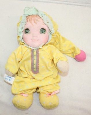 1986 Playskool Polka Dot Yellow Jammie Pies Green Eyes Doll VINTAGE Plush - okay