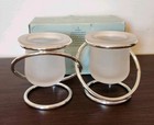 PartyLite Gemini Frosted Glass Votive/Tealight Holders Silver Tone Spiral Stands — photo 2