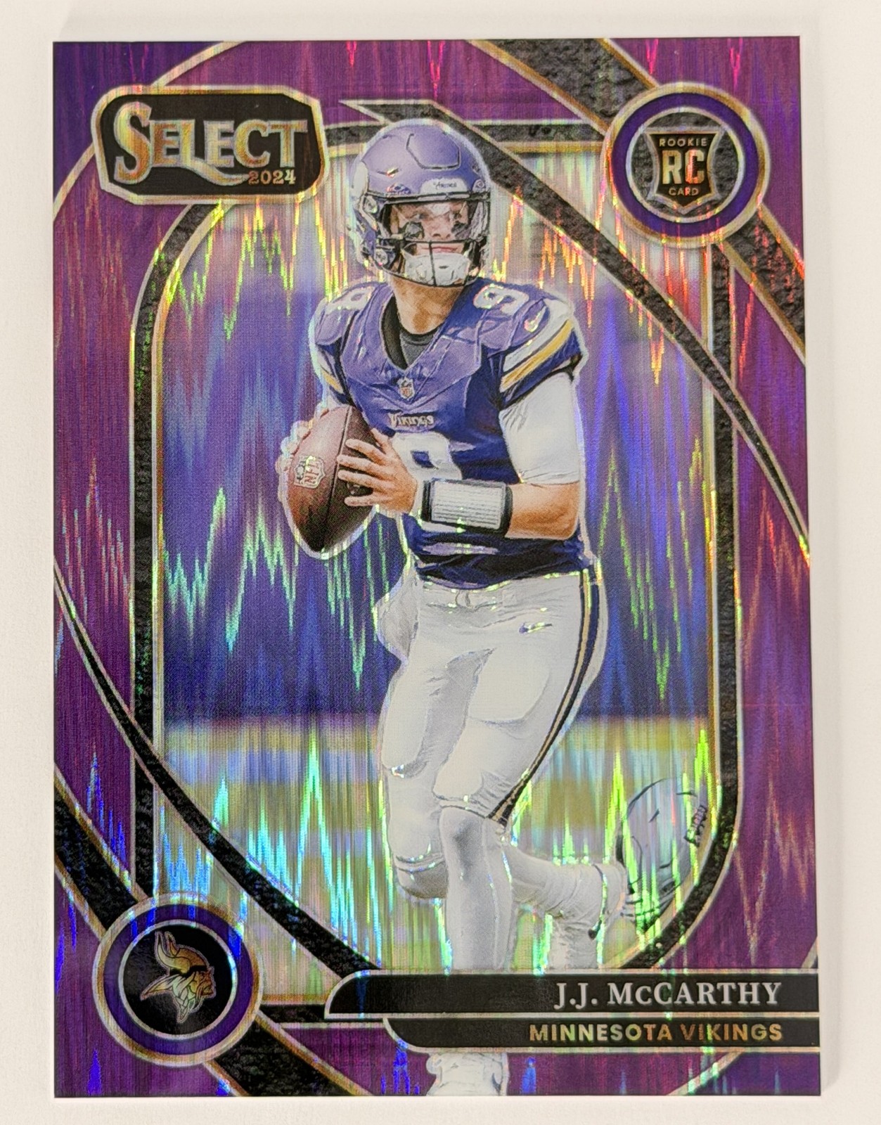 2024 Panini Select #246 J.J. McCarthy Purple Prizm Shock #/360