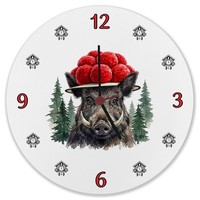 Wildschwein Mit Bollenhut Wanduhr Aus MDF Schwarzwald Motiv