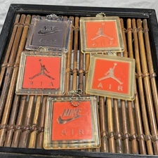 Nike Air Jordan Shoe Hang Tag Jumpman Air Orange Keychains With Chains Lot Of 5