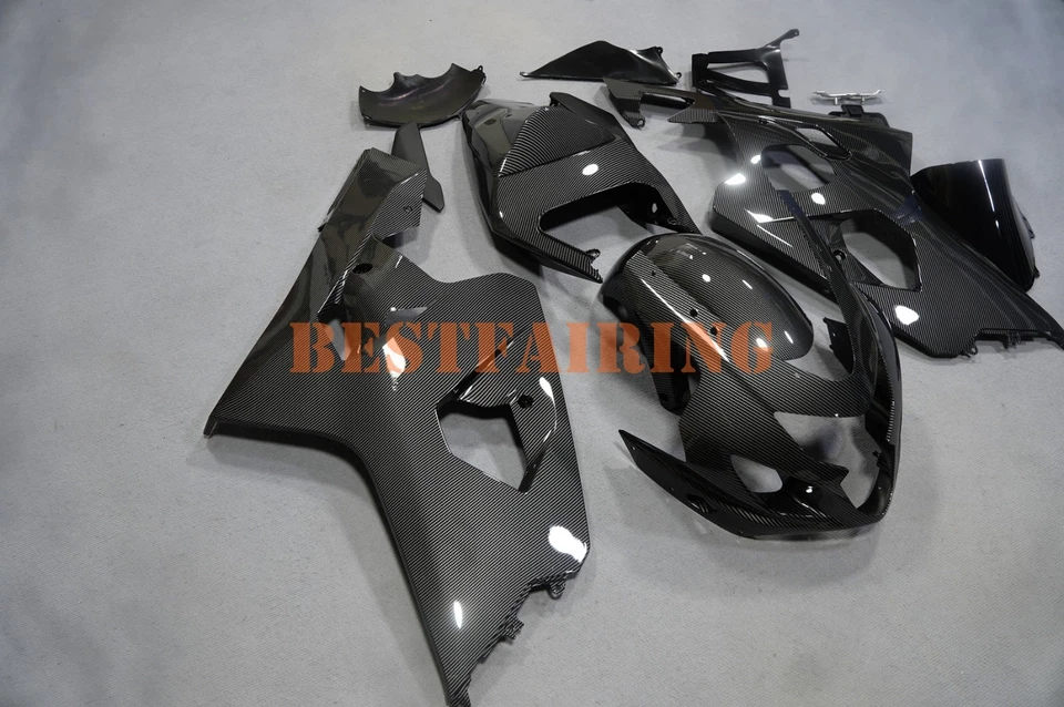 Black Carbon Fiber Fairing Kit w/Bolts For Suzuki GSXR600 GSXR750 2004-2005 ABS - Image 2 of 4