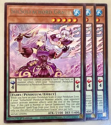 Yugioh! 3x SolSolfachord Gracia MZMU-EN096 Rare 1st Ed NM