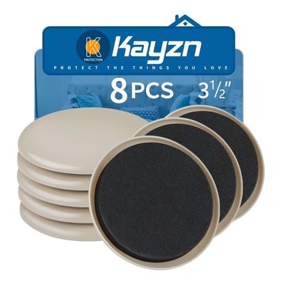 Furniture Sliders 8Pcs 3 1/2 Inch - Heavy Duty Reusable round Sliders for Moving