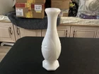 White Milk Glass Vase with Starburst Design