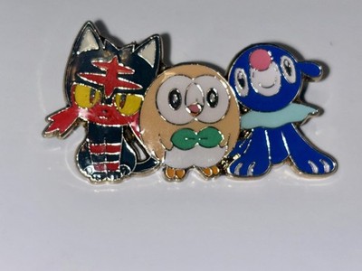 Alolan Starters Popplio Litten Rowlett Pokemon Pin Badge Metal Shiny 2016 RARE